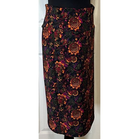 Women's LuLaRoe Floral Straight & Pencil Midi Skirt Polyester Blend Size Large - Picture 3 of 12